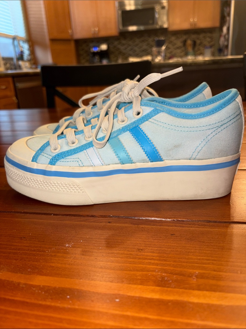 adidas Nizza Platform  Light Blue and Bright Blue Sneakers Womens 7  (kids 6)